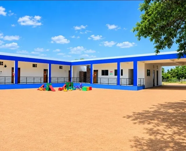 Students playing in the school courtyard